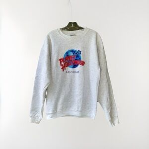 Planet Hollywood Las Vegas Gray Long Sleeve Logo Sweater Vintage XL